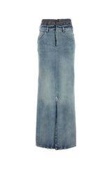 Women's Skirt Blue Cotton