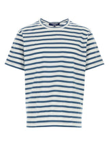 Men's Embroidered Cotton T-Shirt Whiteblue Exterior Navy