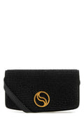 Women's Embellished Glass Wallet Black Polyester Polyurethane