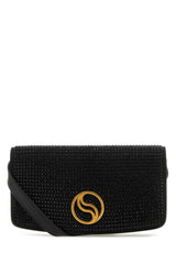 Women's Embellished Glass Wallet Black Polyester Polyurethane