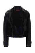Women's Cropped Lamb Leather Jacket Black Skin