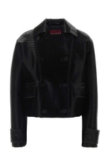 Women's Cropped Lamb Leather Jacket Black Skin