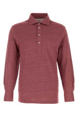 Men's Linen-Cotton Polo Shirt Purple