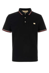 Men's Striped-Trim Cotton Polo Black