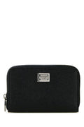 Men's Textured Leather Wallet Black Calfskin