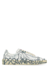 Men's Printed Leather Rider Sneakers Whiteblack