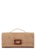 Women's Vivier Clutch Beige Suede Resin