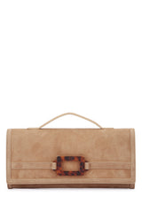 Women's Vivier Clutch Beige Suede Resin