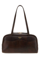 Women's Calf Leather Shoulder Bag Brown