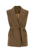 Women's Cotton-Nylon Blend Vest Beige Vests