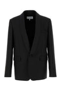 Men's Wool-Silk Blend Blazer Black Blazers