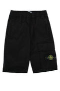 Boys' Compass-Patch Cargo Shorts Black Cotton Elastane