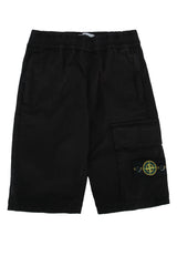 Boys' Compass-Patch Cargo Shorts Black Cotton Elastane