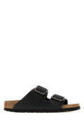 Unisex Black Leather Arizona Slippers Wb Vintage Wood Flat Shoes