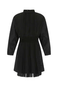 Women's Pleated Re-Nylon And Crepe Dress Black Polyester