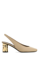 Women's Leather With Signature Tape Detail Slingback Heel Beige Calf