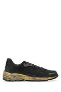 Men's Charcoal Leather Running Dad Sneakers Black