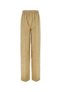 Women's Wide-Leg Cotton Trousers Beige