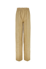 Women's Wide-Leg Cotton Trousers Beige