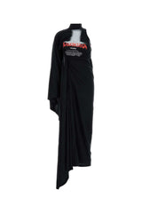 Women's Draped Dress Black Cotton