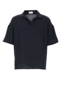 Men's Navy Blue Silk Oversize Polo Shirt Bleunuit Exterior