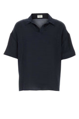 Men's Navy Blue Silk Oversize Polo Shirt Bleunuit Exterior