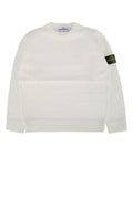 Boys' Crew Neck White Cotton Sweater