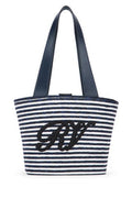 Women's Rv Tote Navy Straw Leather