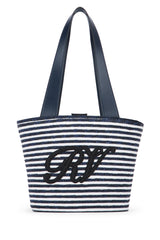 Women's Rv Tote Navy Straw Leather