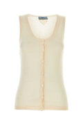 Women's Cashmere-Silk Blend Vest Beige Vests