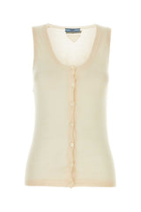 Women's Cashmere-Silk Blend Vest Beige Vests