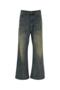 Men's Denim Wide-Leg Jeans Navy-Green-Yellow Cotton