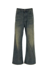 Men's Denim Wide-Leg Jeans Navy-Green-Yellow Cotton