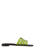 Women's Green Leather Ines Slippers Lightchartreusedarkcocoa Flat Shoes