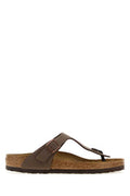 Unisex Mud Leather Gizeh Thong Slippers Mocca Flat Shoes