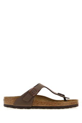 Unisex Mud Leather Gizeh Thong Slippers Mocca Flat Shoes