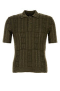 Men's Army Green Wool Polo Shirt Exterior