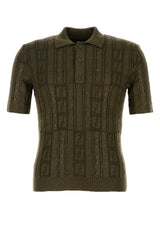 Men's Army Green Wool Polo Shirt Exterior