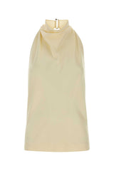 Women's Halterneck Tank Top Beige Zamac Acetate Viscose T-shirts