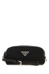 Women's Black Re-Nylon Pouch Nero Poliammidericiclata-Vitello Beauty Case Accessory