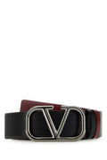 Men's Vlogo Signature Buckle Belt Black Calf Finisci Ruthenium