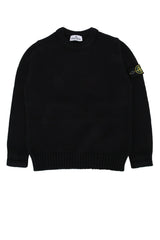 Boys' Crew Neck Black Sweater Fibra Poliammidica Cotton