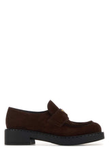 Women's Suede Monk Strap Loafer Brown Calfskin