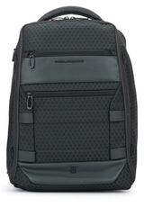 Unisex Quilted Nylon Laptop Backpack Gray With Leather