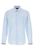 Men's Embroidered Poplin Shirt Light Blue Cotton