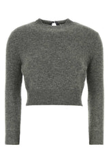 Women's Virgin Wool Blend Cropped Sweater Gray Nylon