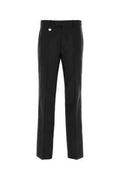 Men's Wool Blend Wide-Leg Trousers Black Silk