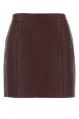 Women's Lamb Leather Skirt Burgundy