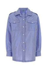 Women's Light-Blue Taffeta Shirt Silk