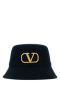 Women's Bucket Vlogo-Embroidered Cotton Hat Navy